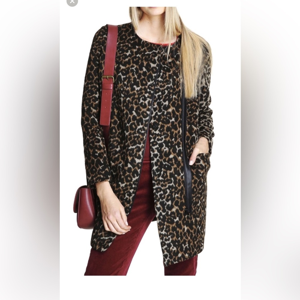 Joe Fresh faux fur soft Leopard Print Coat Winter Jacket Size M